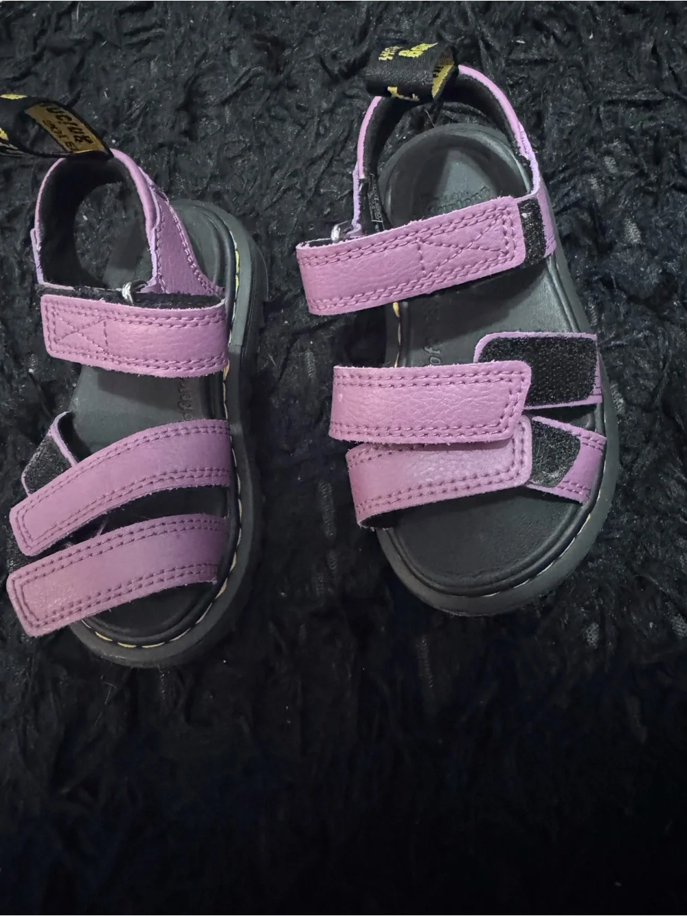 Dr. Martens Kids Purple Triple-Strap Velcro Sandals size 8